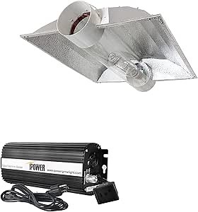 iPower 8 Inch Cool Tube Reflector Hood and 400W Digital Dimmable Electronic Ballast Combo Set for Hydroponic HPS/MH Grow Light System, Kits