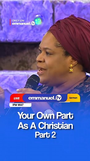 Watch “YOUR OWN PART AS A CHRISTIAN PART 2” Pastor Evelyn Joshua #EmmanuelTV #PastorEvelynJoshua #TBJoshuaLegacy | Yirmeyah Jérémy