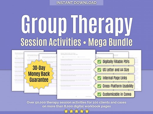 Group Therapy • Session Activities Mega Bundle • Group Workbook, Tools, Counseling Exercises, Canva, Workbooks, Therapy Games, Mental Health - Etsy