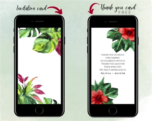 Hawaii Wedding Video Invitation, Tropical Flowers (Digital Download)