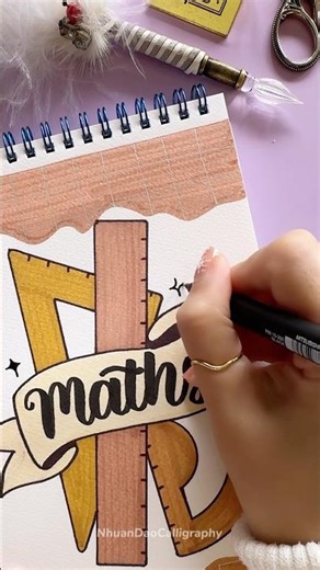 Simple and Stunning Front Page Design: Maths 📐 #shorts #nhuandaocalligraphy #frontpage