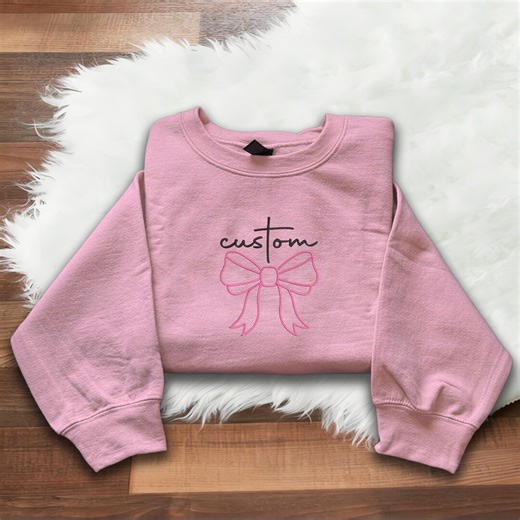 EMBROIDERED Custom Bow Sweatshirt, Bow Shirt, Bow Hoodie, Personalization - Etsy
