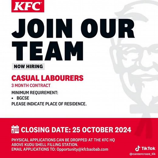 Part-Time Job Opportunities at KFC in Botswana: Apply Now!