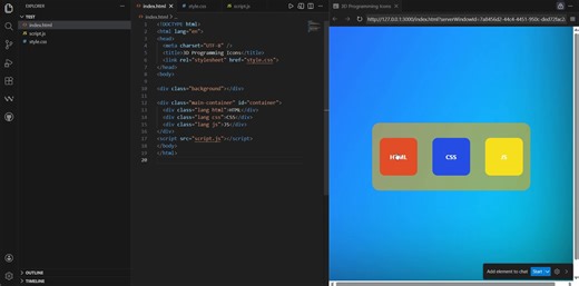 3D Layered Language Programming Icon Hover Effects | Code Works