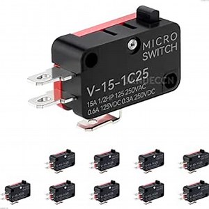10Pcs Lead Limit Switch, SPDT 1NO 1NC Snap Action Micro Switch V-15-1C25