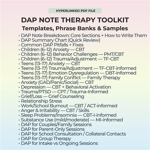 DAP Progress Notes Phrase Bank PDF Therapist Documentation Template Sentence Starters Ongoing Counselor Charting Children Teens Adults - Etsy UK