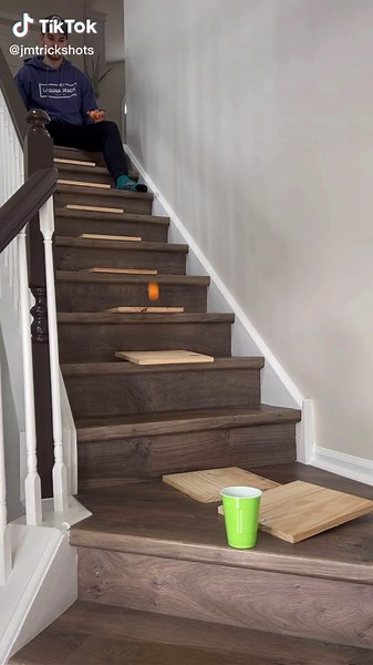 Satisfying stair trick shot! #trickshot #pingpong