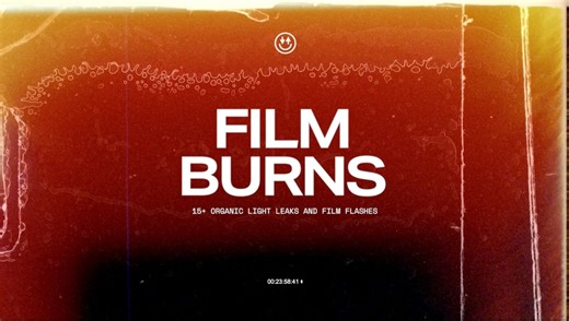 15+4K复古胶片灼烧褪色颗粒噪点视频转场过渡MOV视频素材HAPPY EDITING -FilmBurns