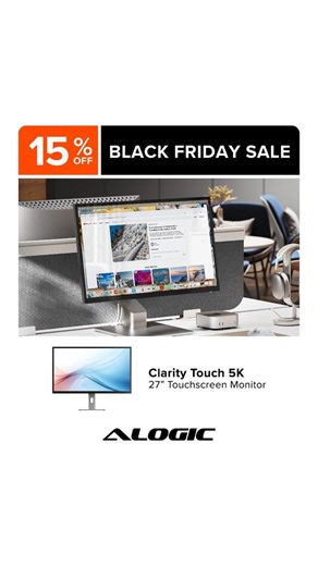 🚀 BLACK FRIDAY SALE — 15% OFF! 🚀 The Clarity 5K Touch 27” lets you see more, touch more, and create faster with its 5K panel touchscreen workflow USB-C power delivery. Your ideas deserve a screen this good. | ALOGIC UK