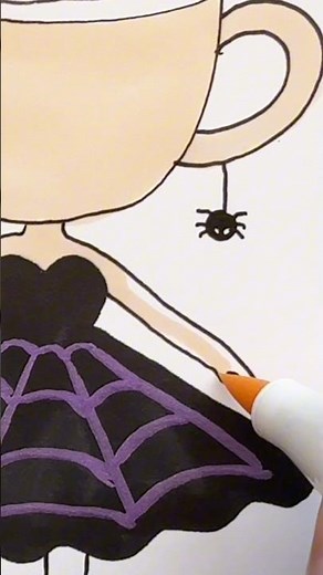 How to Draw Ballerina Halloweena 🕷️🩰 #shortsvideo #kidsfun #shortsfeed