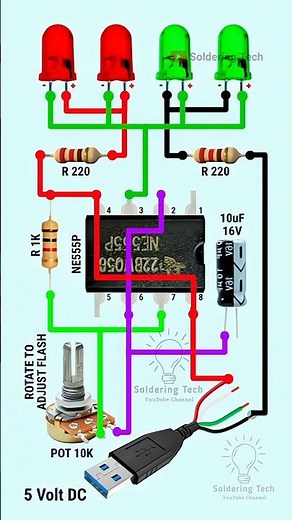 Adjustable flasher circuit | flip flop led flasher | dual channel led flasher | NE555 ic #diy