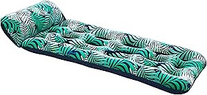 Aqua Contour Cooling Pool Float Lounge – 18-Pocket, Inflatable Pool Floats for Adults – Teal Ferns