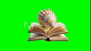 open book with bookmark green screen animation motion graphic with chroma key clip template 4k Background. Easy removed green screen. High resolution. Ultra High Definition, 4k video.