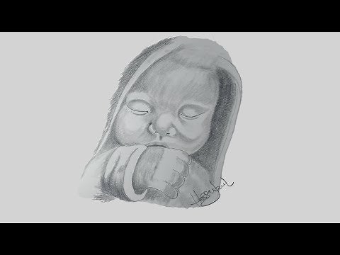 How to Draw Newborn Baby. Easy Sketch Cute Baby.