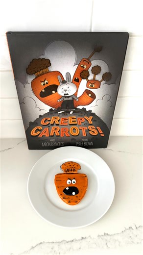 Rebecca | Children’s Books + Motherhood on Instagram: "Today’s #bookswithbreakfast is the first in a 3 part series… We absolutely love the Jasper Rabbit series (IYKYK)… it’s one we read year round in this house and my Bugs never get bored of reading them.🥕🧡🥕 That’s why I wanted to kick start my Halloween “Books With Breakfast” reel with this one.🥕🧡🥕 Creepy Carrots🥕🧡 By @aaronreynoldsbooks Illustrated by @peterbrownstudio @simonkids @simonandschuster 🥕🐰 Jasper Rabbit LOVES carrots… but 