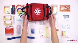 Fully Stocked Trauma First Aid Kit – First Responder II Bag with Tools, Gauze, Bandages, Scissors & Gloves – Compact & Portable – OSHA and ANSI Compliant – Black