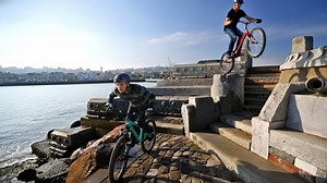 Urban bike parkour in San Francisco
