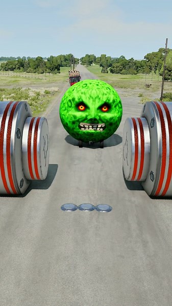 Long Colourful Capsule Buses vs Hydraulic Crush - BeamNG.drive