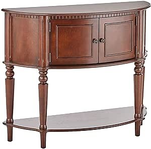 Coaster Home Furnishings - Brenda - Engineered Wood - 2-Doand Demilune Console Table with 38-Inch Tabletop, Open Shelf and Storage Cabinet - Entryway, Living Room & Hallway - Brown - 950059