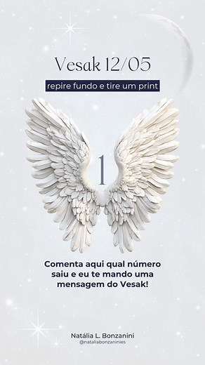 Natália Bonzanini • Terapeuta Aura Master on Instagram: "✨ Respire fundo... Segure a respiração por 3 segundos. Solte lentamente. Agora, confie na sua intuição: 🌀 Tire um print e veja qual número o universo escolheu pra você. Esse número carrega uma mensagem especial para o Vesak — e ela está te esperando no seu direct. 💫 🔽 Comente aqui embaixo qual número saiu 📩 E vá no seu direct pra receber sua mensagem! #Vesak2025 #MensagemEspiritual #PrintDoDestino #NumerologiaSagrada #RespiraESente #Ch