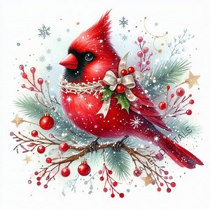 Red Cardinal Christmas Clip Art, Whimsical Watercolor PNG Bundle 40 With Background - Etsy Canada
