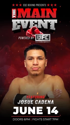 Emerald Queen Casino on Instagram: "5 and 0. 3 KOs. All business. Josue Cadena makes his third appearance at EQC looking to stay perfect under the lights. 👊💥 Catch him live at The Main Event on Saturday June 14 at Emerald Queen Casino. Tickets start at $40 — save up to 20% at the EQC Gift Shop. #TheMainEvent"