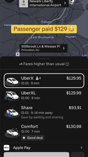 Passanger paid $129… driver got $44 🤯 something isn’t adding up. Am I missing something? #uber #uberdriver #rideshare #driverlife #sidehustle