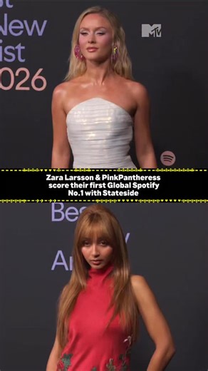 Stateside is No.1 💘 Zara Larsson & PinkPantheress have both achieved their first No.1 hit on the Global Spotify chart with the iconic track #MTVCeleb #ZaraLarsson #PinkPantheress #Stateside | MTV UK