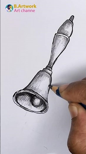 How to draw a Bell drawing and shading #drawing #art #shorts #B.artwork