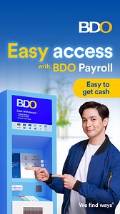 Need cash? Withdraw using your BDO Payroll debit card anytime, anywhere for FREE. Get easy access to over 1,700 branches and more than 5,800 ATMs nation-wide with your BDO Payroll account. BDO is regulated by the BSP (www.bsp.gov.ph). Deposits are insured by PDIC up to P1 Million per depositor. For inquiries and concerns, please call our CMS Service Helpdesk at (02) 8840-7500. Please visit the About section of the BDO Unibank Facebook page for more details. The BDO, BDO Unibank and other BDO-rel