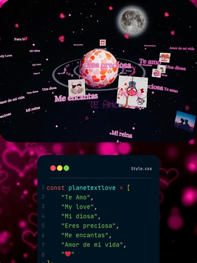 Galaxia de Amor Planeta de amor, textos de Amor y fotos para dedicar Programación Html Css y Javascript #love #amor #teamo #galaxy #mylove