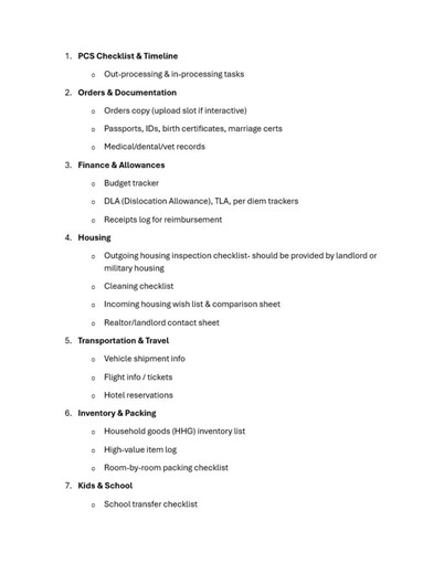 Military PCS Move Planner: Ultimate Checklist Binder (digital Download) - Etsy