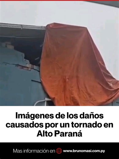 ➡️ Un tornado habría impactado en varias ciudades del departamento de Alto Paraná, incluyendo Santa Rosa del Monday, provocando destrozos materiales. De acuerdo con las primeras evaluaciones, el fenómeno sería de clasificación F0 o F1 en la escala Fujita. #BMOnline