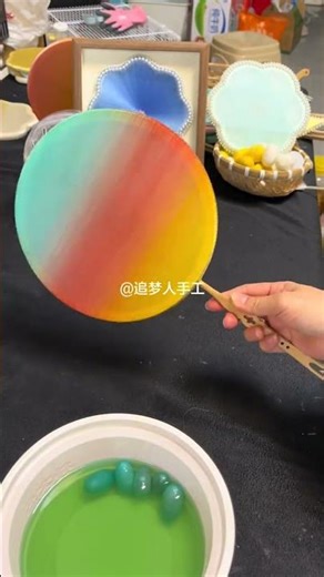 Ethereal Tri-color Gradient Silk Fan - Handcrafted Beauty Unveiled