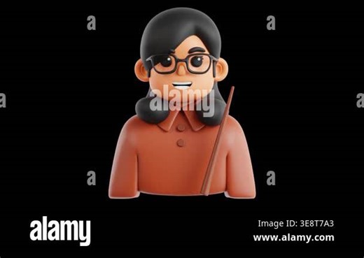 Cartoon Woman Teacher with Pointer Stick