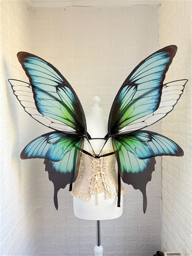 Blue Green Butterfly Fairy Wings – Large Plastic Cosplay Costume Wings - Etsy