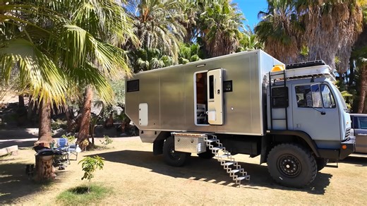 Ex-Military Truck Was Turned Into an Off-Grid-Ready Overlander With Home-Like Amenities