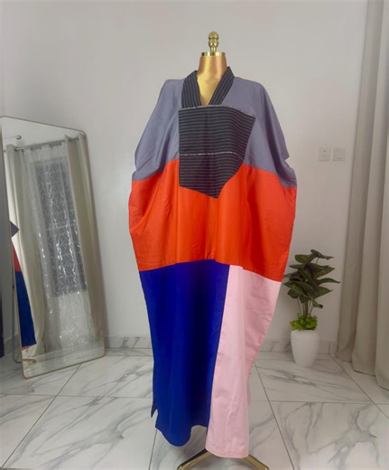 African Patchwork Bubu Maxi Dress | Modern Ankara Kaftan | Made-to-order African Style Maxi | Custom Color Boubou - Etsy