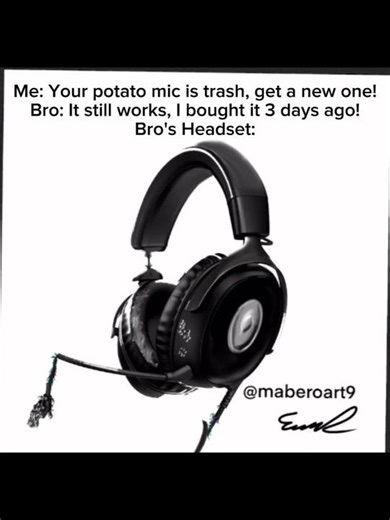 Bro's Headset, He sounds like he is using a toaster and a microwave as a mic. #funny #memes #art