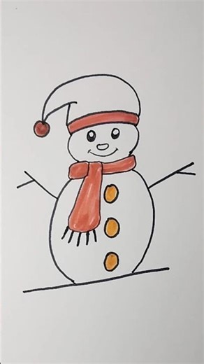 How to draw a cute snow man ⛄🌈⛄🎆#cutedrawing #drawing #shortsfeed