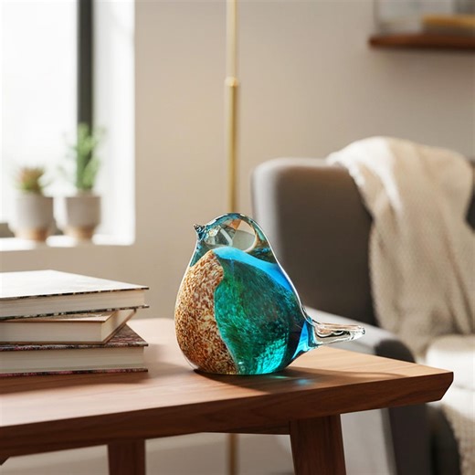 Hand Blown Glass Bird Sculpture, Bluebird of Happiness, Colorful Art Figurine for Tabletop Decor - Etsy