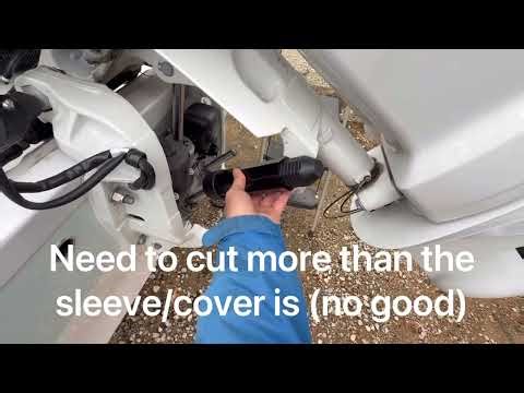 Transom saver install failed (my new Suzuki 200 hp) - don't cut more than the sleeve to make it fit