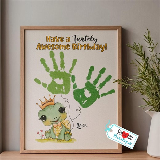 Turtle Birthday Handprint Art – Keepsake Gift (digital Download) - Etsy