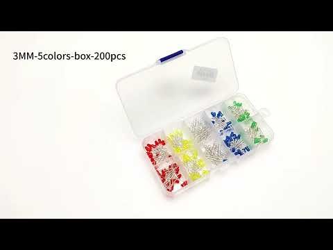 3mm 5mm LED Diode Assorted Kit, White Green Red Blue Yellow Orange