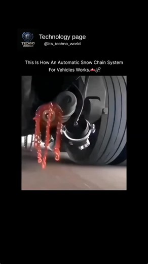 It's Techno World on Instagram: "Revolutionary automatic snow chain system that transforms your vehicle's safety in winter conditions! Imagine driving through icy roads and snow‑covered terrains without the hassle of manually installing tire chains. This cutting‑edge technology automatically deploys and retracts snow chains with just a press of a button, giving you instant grip and control. The smart system senses loss of traction and instantly engages the chains to enhance stability, preventing