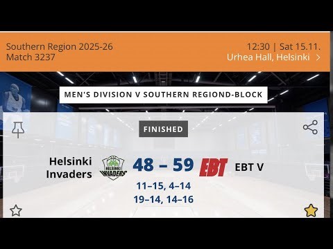 EBT V vs. Helsinki Invaders (Finnish League D5)