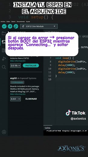 ¡Instalación del ESP32 en Arduino IDE! Te muestro paso a paso cómo instalar las placas ESP32 en el Arduino IDE y que hacer cuando aparecer errores 🤔 #Esp32 #ArduinoIDE #AXionics