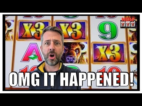 ABSOLUTELY MASSIVE JACKPOT! 3X3X3X on BUFFALO GOLD REVOLUTION SLOT MACHINE!
