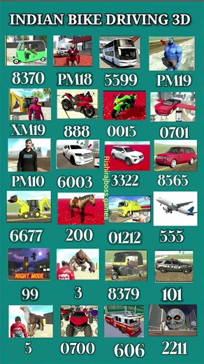 All Real Chart chode || Indian bike driving 3d games Bas Car Helicopter Bike Pm10 chart code