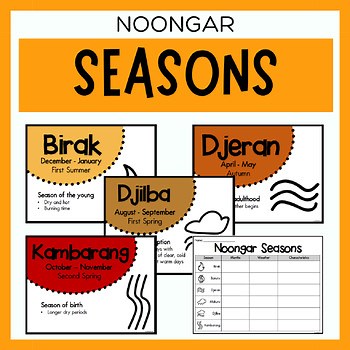 Noongar Australian Aboriginal Seasons Calendar & Worksheet - Nyoongar